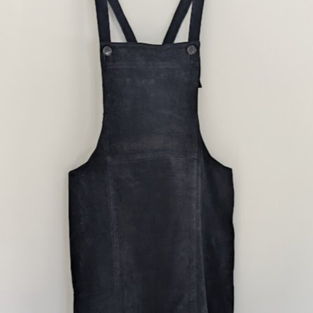 1970’s Vintage Desperado Black Suede Leather Jumper Western Dress Women Sz S-M